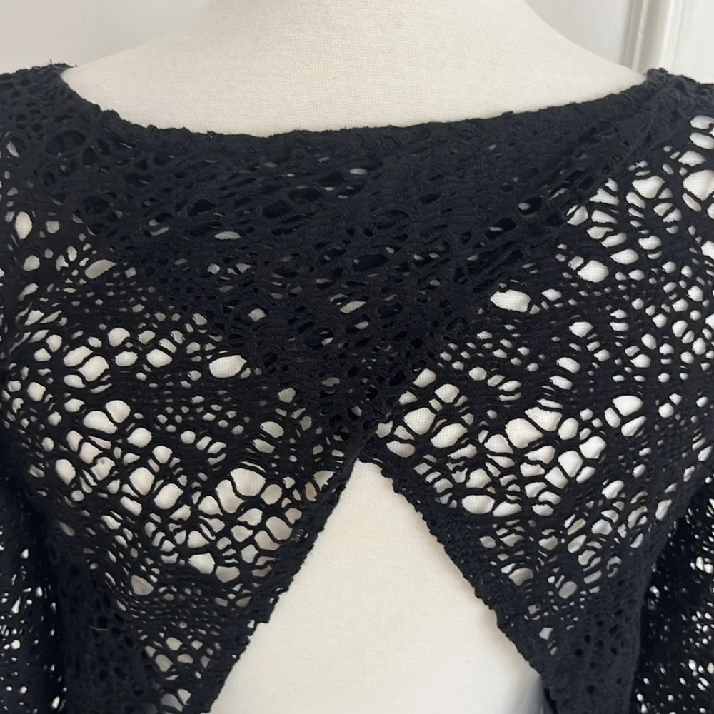 Free People Black Crochet Top Size Small